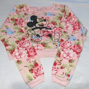 Disney Floral Mickey Mouse Cropped Sweatshirt